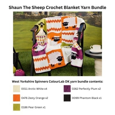 WYS Shaun the sheep crochet blanket yarn bundle