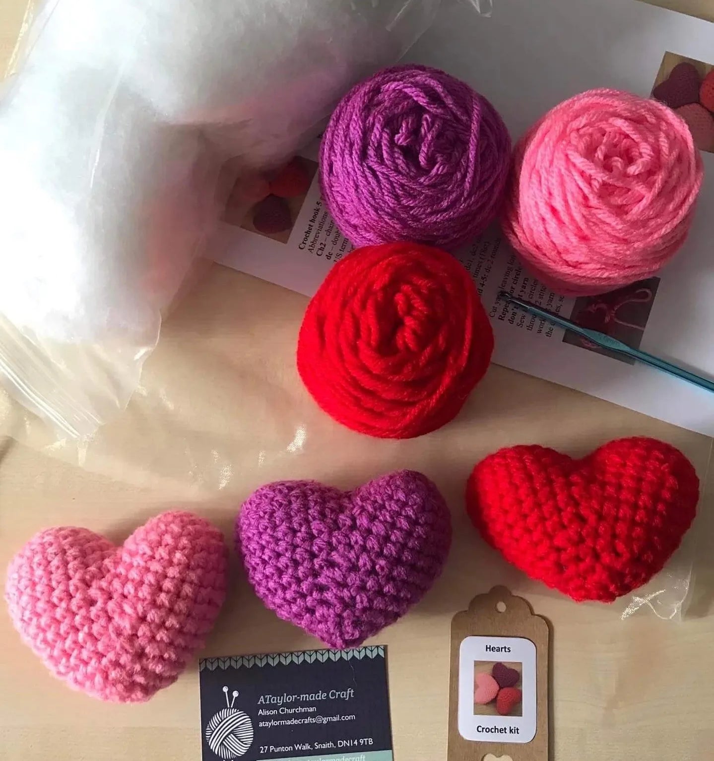 Beginners Crochet Hearts kit