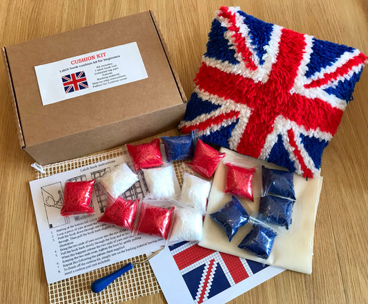 Union Jack Latch Hook Cushion Cover Kit