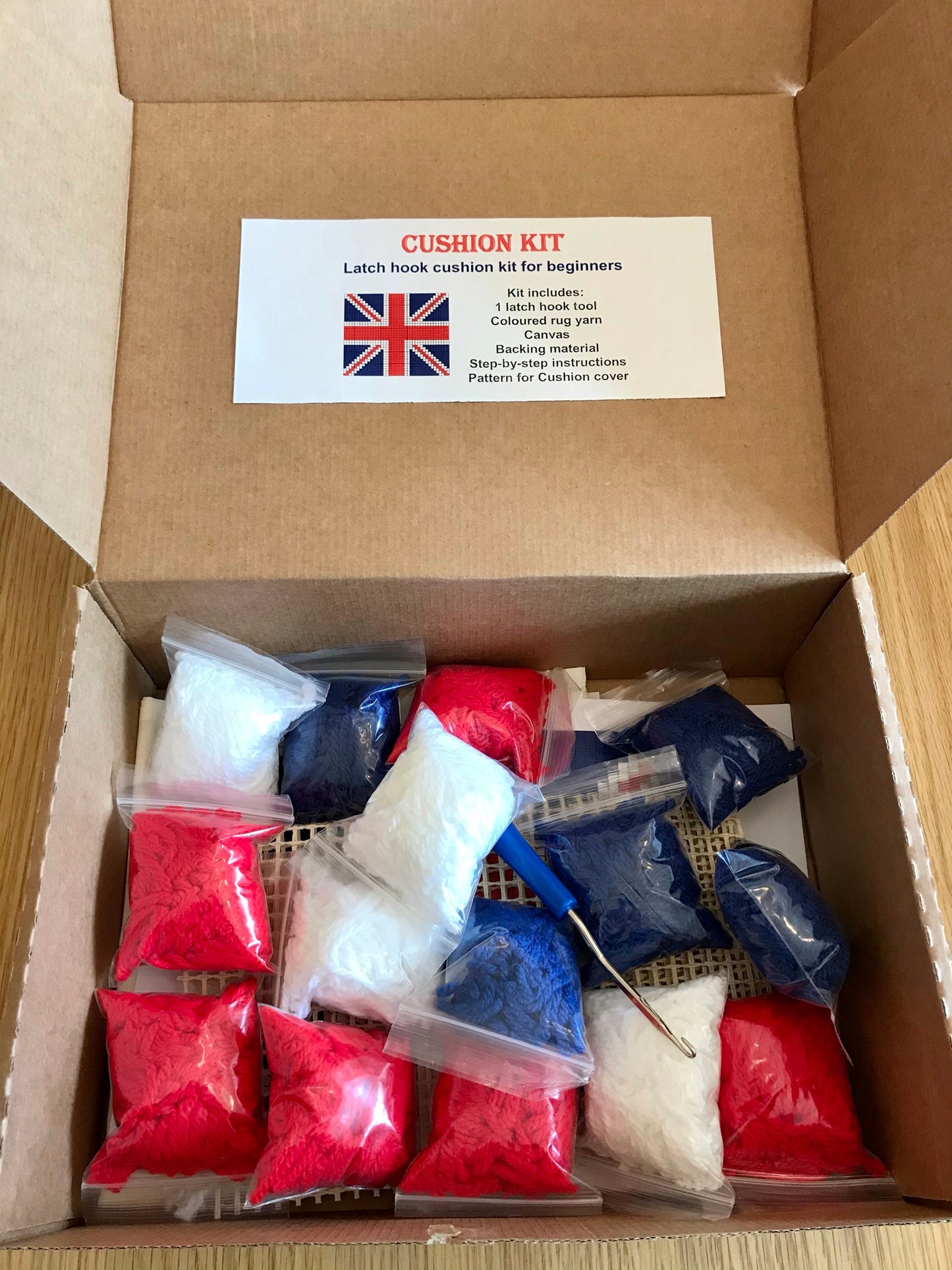 Union Jack Latch Hook Cushion Cover Kit